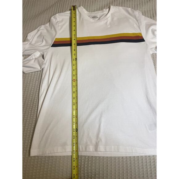 Old Navy Striped Retro Soft Washed White Long Sleeve Crew Neck Men's Tee Medium - Picture 7 of 8